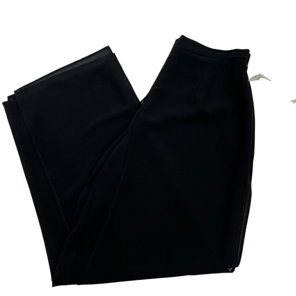 Vintage Dressbarn Pants Womens 12 Black Chiffon Palazzo Layered Split Wide Leg